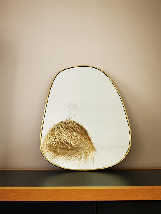 Miroir Marrakchi en Laiton Doré - 60x40 cm - Fabrication Artisanale Marocaine