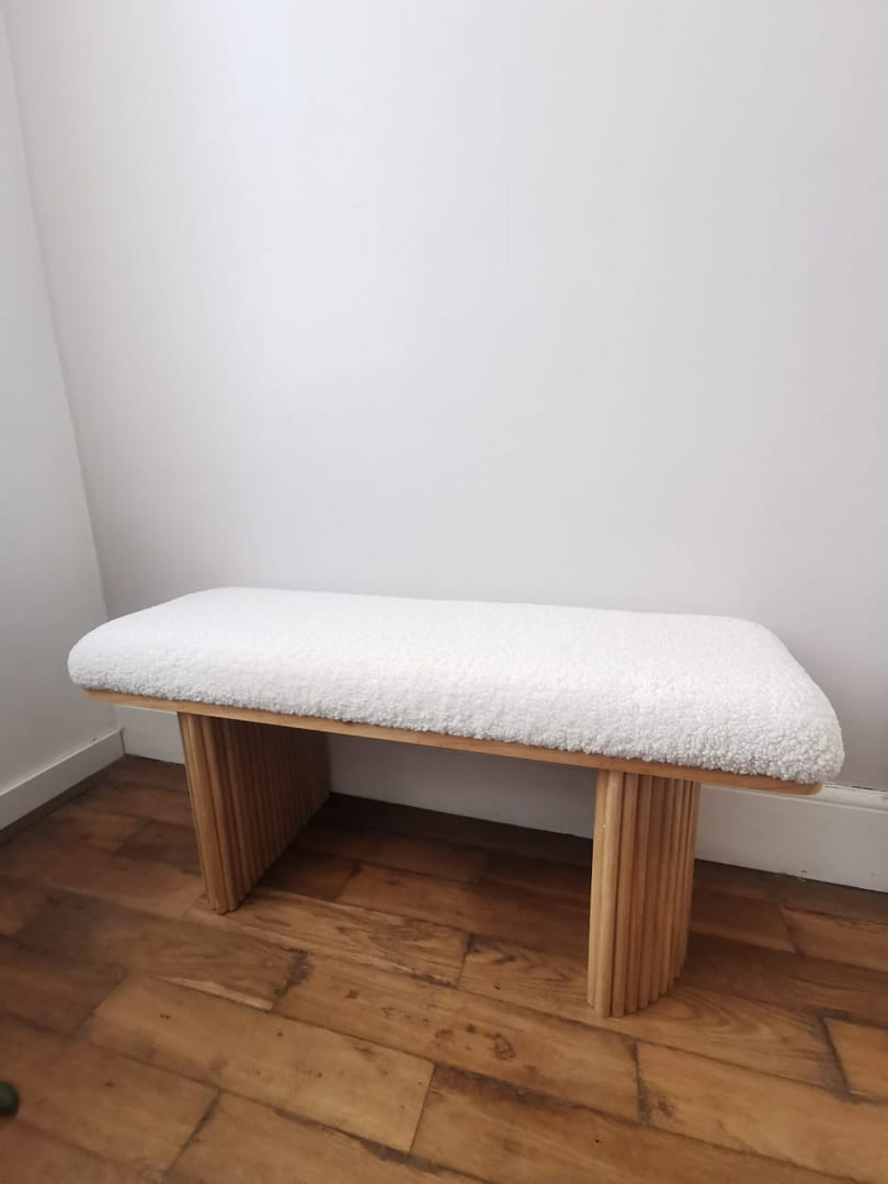 Banc tissu Roger en bouclette - 100 cm - Disponible sur commande (livraison en 2 semaines) – Image 3