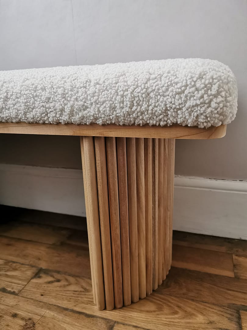 Banc tissu Roger en bouclette - 100 cm - Disponible sur commande (livraison en 2 semaines) – Image 4