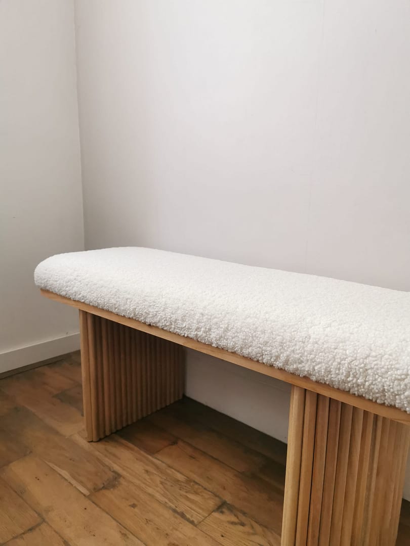 Banc tissu Roger en bouclette - 100 cm - Disponible sur commande (livraison en 2 semaines) – Image 6