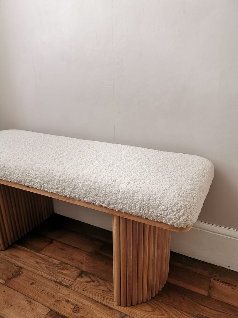Banc tissu Roger en bouclette - 100 cm - Disponible sur commande (livraison en 2 semaines) – Image 7